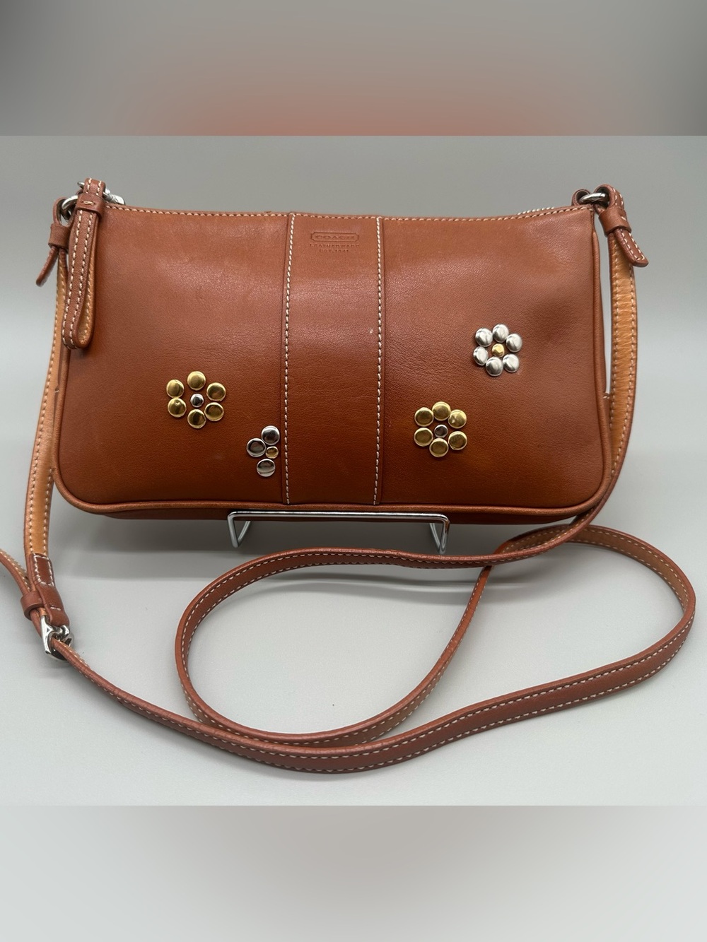 Coach Upcrafted Slim Demi Leather Crossbody Bag in Saddle